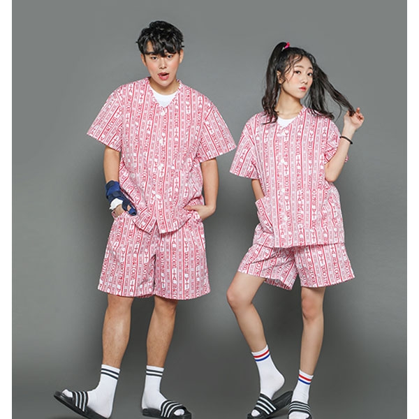 핑크색 환자복 반티 - [ 상의 반소매 ] : [ ENS122 ]