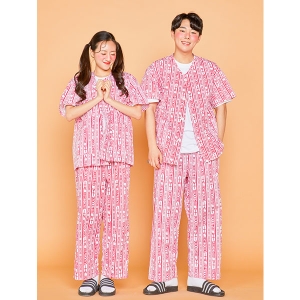 핑크색 환자복 반티 - [ 상의 긴소매 ] : [ ENS132 ]