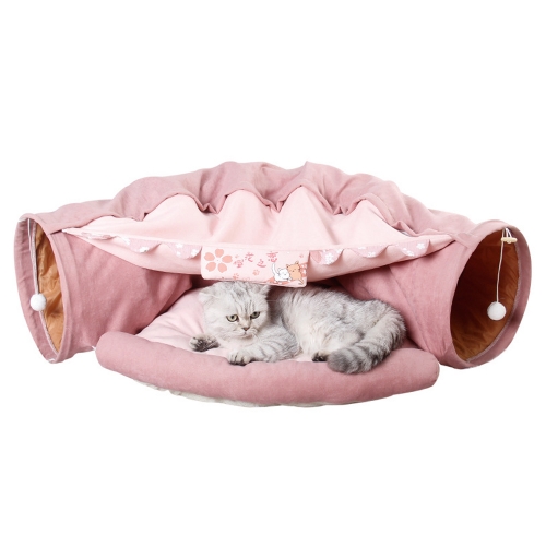 강아지 고양이 숨숨 편안한 침대 터널 (핑크)