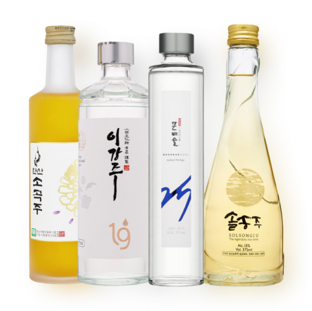 청와대 선정 전통주 4종 (문배술, 이강주, 솔송주, 한산소곡주) 단병모음