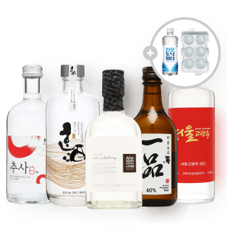 온더락 전통주 세트(얼음틀, 토닉, 느린마을21, 일품40, 한주35, 추사백25, 고량주레드)