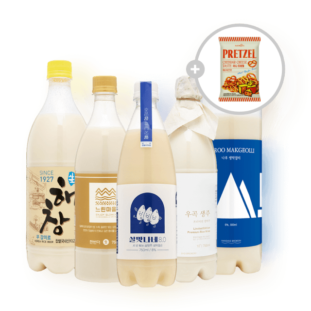 프리미엄 막걸리 4종 세트(해창9도, 우곡생주, 살맛나네, 느린마을 한번더, 나루+프레첼) 대표이미지