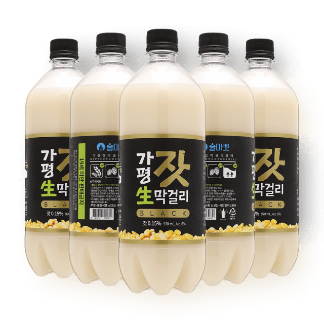 가평잣생막걸리 블랙 6도 970ml 5병 세트 대표이미지