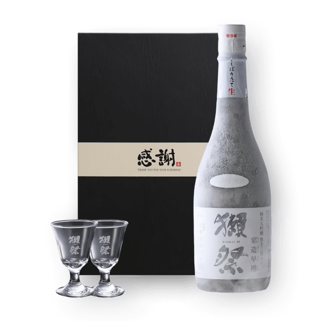 [세금포함] 닷사이 준마이 다이긴죠 39 칸즈쿠리 하야부네 동결주(생사케) 전용잔 세트 720ml