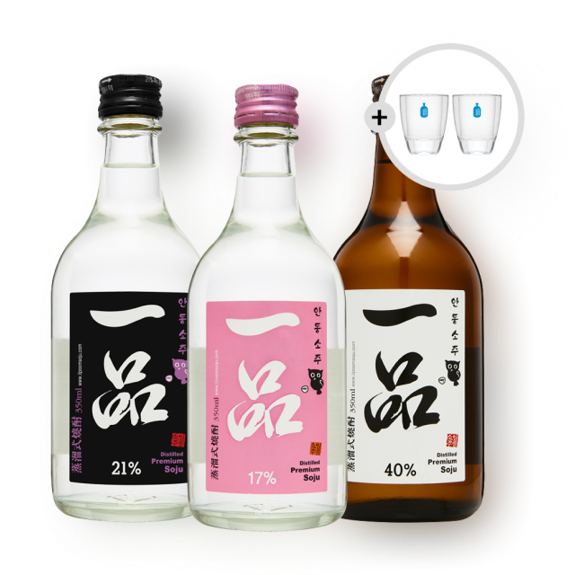 안동소주 일품세트(17도, 21도, 40도, 샷잔 증정)