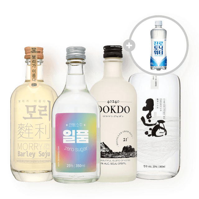 증류식소주세트 (토닉증정, 모리19,일품제로25,독도21,한주25) 대표이미지