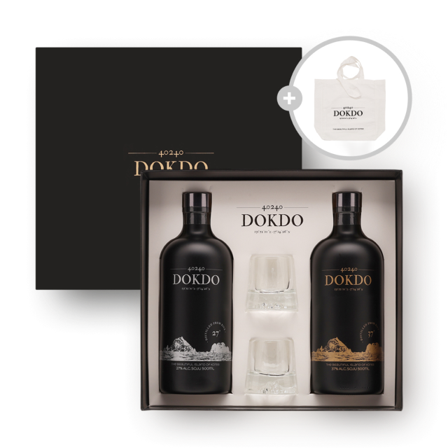 40240 독도소주 독도 샷 글라스 선물 세트 (27도 500ml, 37도 500ml)