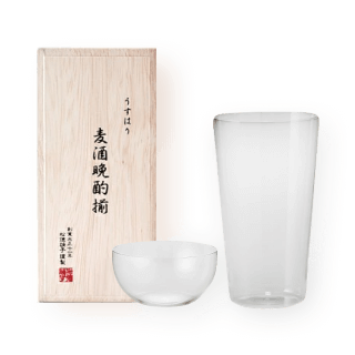 우스하리 맥주잔 340ml + 안주용 미니볼 세트 (목재상자 포함, 선물추천)