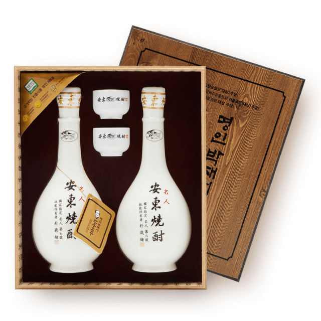 안동소주 호리병 선물세트 400ml (45도 2병, 전용잔 2개 포함) 대표이미지
