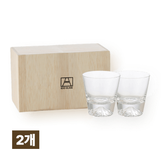 타지마글라스 후지산 온더락잔 270ml 2개 (목재상자 포함, 선물추천)