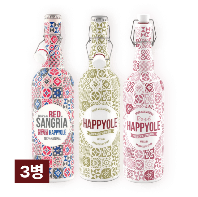 해피올레 샹그리아 3종(레드&화이트&로제) 모두 즐겨요 세트 (총 3병) 대표이미지