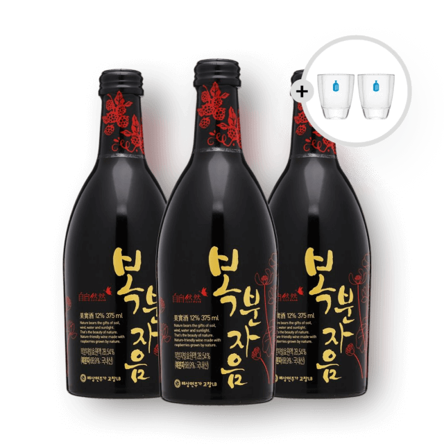 복분자음 12% 375ml 3병 + 잔 2P 대표이미지