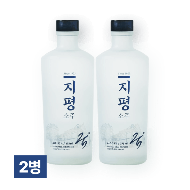 [8월할인] 프리미엄 지평소주 25도 375mlx2 쌀,보리,수수 블렌딩 발효증류주 대표이미지