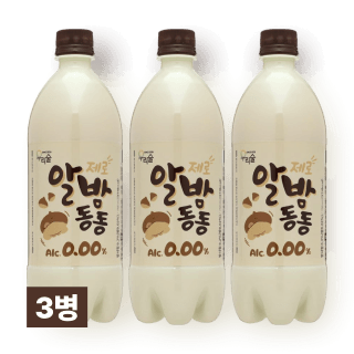 톡쏘는 알밤동동 제로 0.00도 750ml 3병 세트 (무알코올 알밤 막걸리맛 음료)
