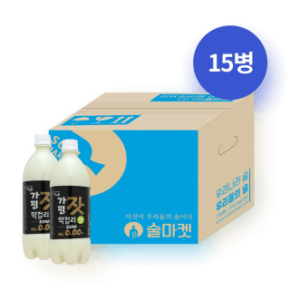 가평잣막걸리맛 제로 0.00도 750ml 15병 세트 (무알코올 탄산음료)