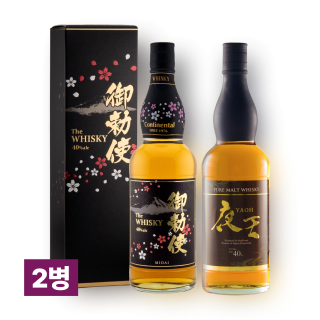 미다이 블랙 위스키 & 야오 퓨어 몰트 위스키 700ml 2병 세트