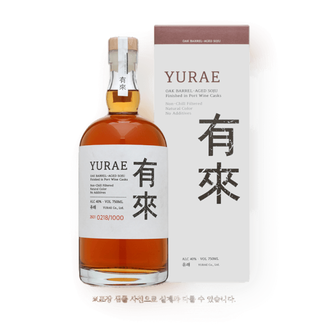 [한정판] 유래 40도 750ml (쌀청 발효, 포트 와인 캐스크 숙성, 전용잔 2개 포함) 대표이미지