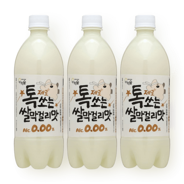 톡쏘는 쌀막걸리맛 제로 0.00도 750ml 3병 세트 (무알코올) 대표이미지
