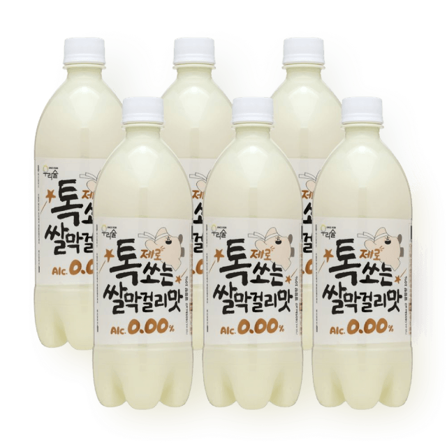 톡쏘는 쌀막걸리맛 제로 0.00도 750ml 6병 세트 (무알코올) 대표이미지