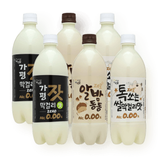 막걸리맛 제로 0.00도 750ml 6병 세트 (무알코올, 잣막걸리맛 2병, 알밤동동 제로 2병, 톡쏘는 쌀막걸리맛 2병)