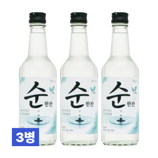 순한잔 소주 16도 360ml 3개 세트 (무감미료 쌀소주)