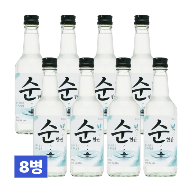 순한잔 소주 16도 360ml 8개 세트 (무감미료 쌀소주) 대표이미지