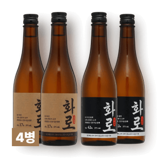 화로 17도&middot;42도 375ml 4병 세트 (각 2병, 2년 숙성, 순수소주)