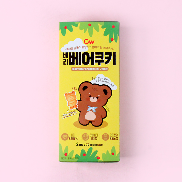 Teddy bear shaped mini cookie 70gX24