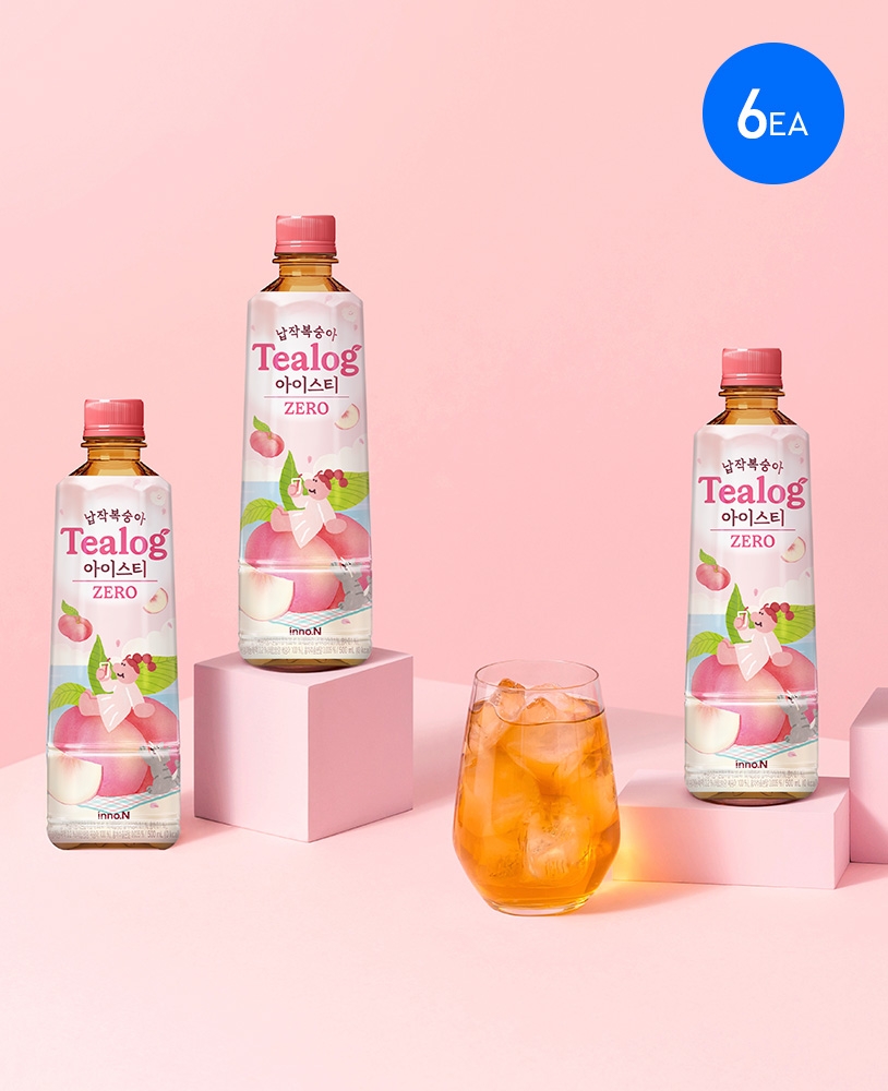 Tealog 납작복숭아 아이스티 500ml 총 6병