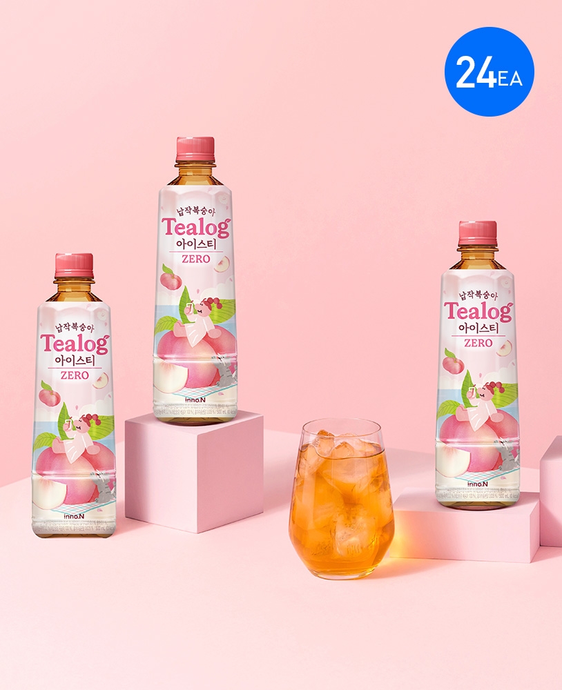 Tealog 납작복숭아 아이스티 500ml 총 24병