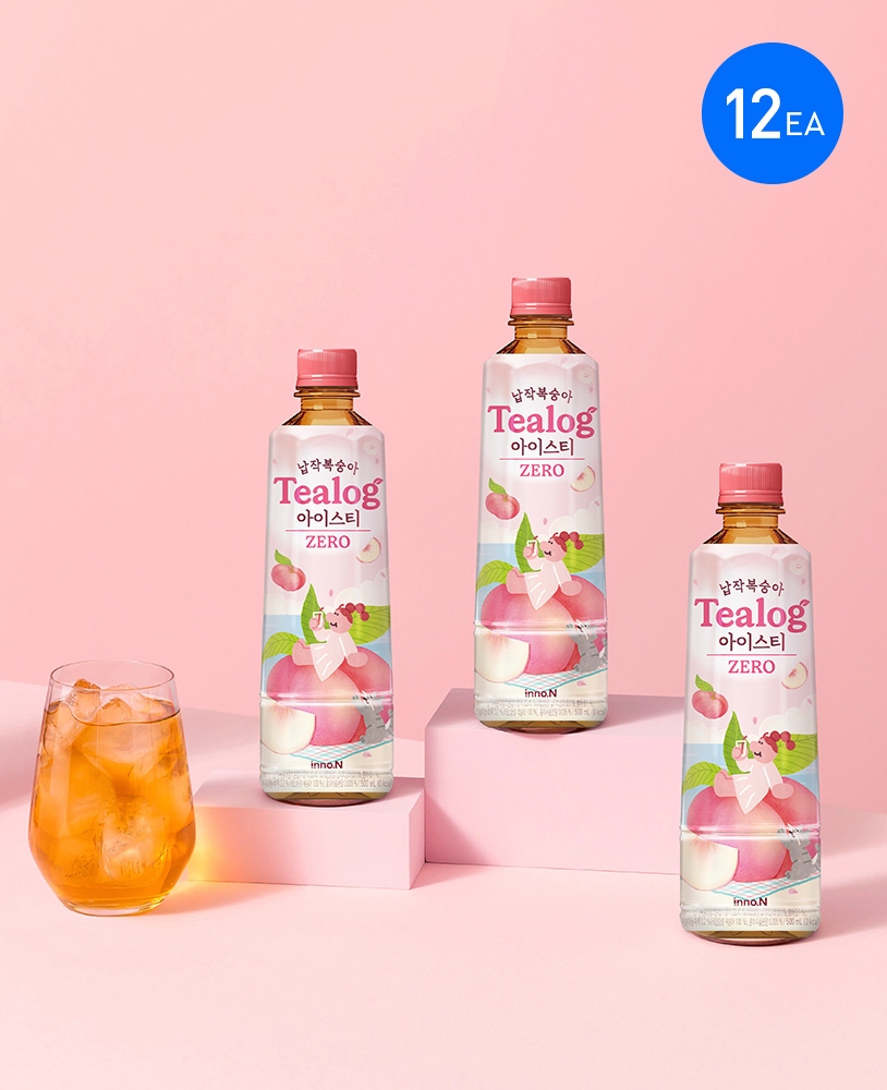 Tealog 납작복숭아 아이스티 500ml 총 12병