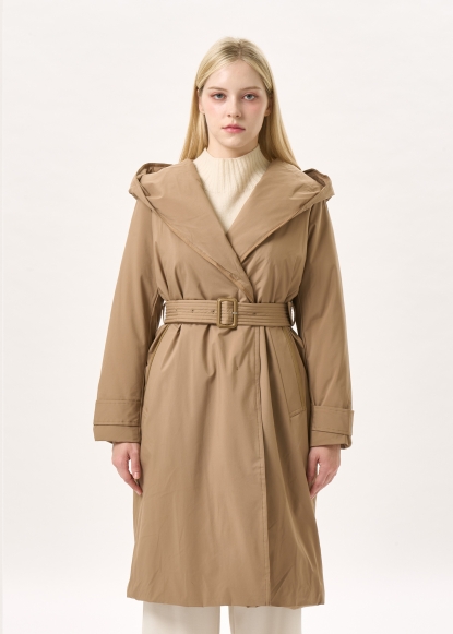 벨티드 후드 롱 패딩(I9W3DC70)