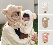 (GK) 50321-CM 곰돌이후드넥마스크워머성인아동커플