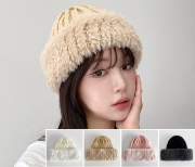 (B) 1424-MHE 배색밍크니트비니