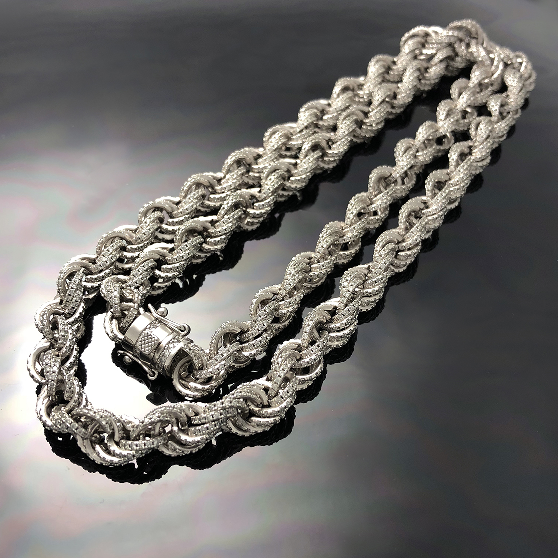 Sterling Silver Iced Rope Chain