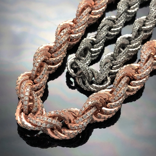 Sterling Silver Iced Rope Chain