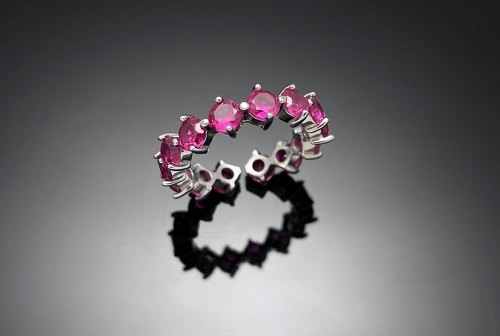 4prong Compass Layered Ring Pink Stone