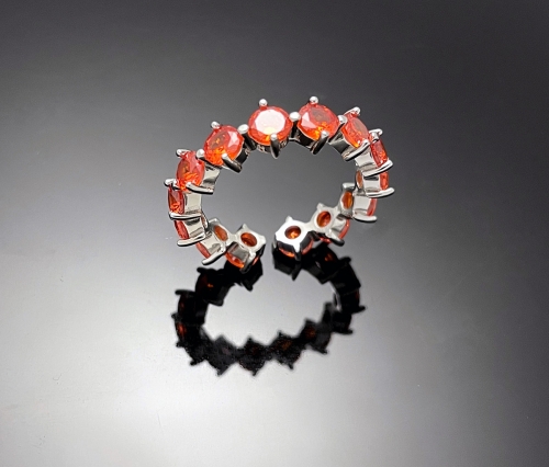 4prong Compass Layered Ring Orange Red Stone