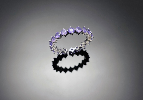 4prong Compass Layered Ring Purple Stone