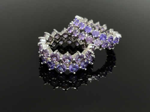 4prong Compass Layered Ring Purple Stone