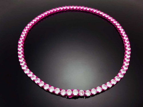 Color Tennis Chain Necklace with New Clasp Candy Pink