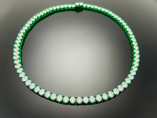 Color Tennis Chain Necklace with New Clasp Green