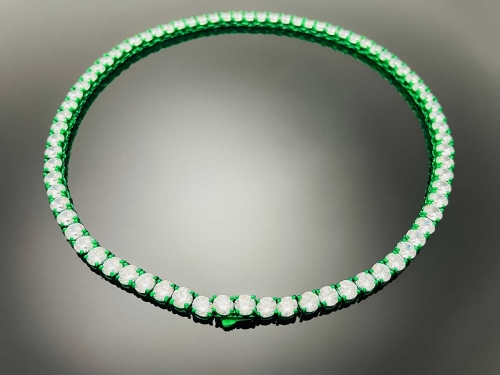 Color Tennis Chain Necklace with New Clasp Candy Green