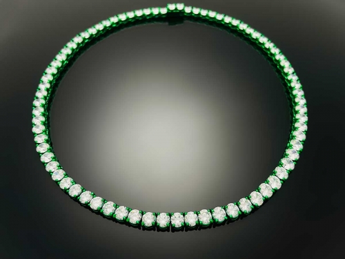 Color Tennis Chain Necklace with New Clasp Green