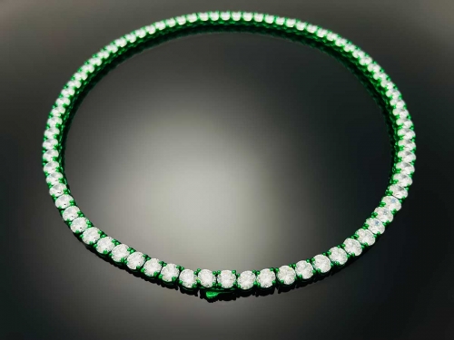 Color Tennis Chain Necklace with New Clasp Green