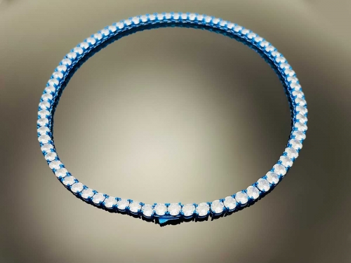 Color Tennis Chain Necklace with New Clasp Blue