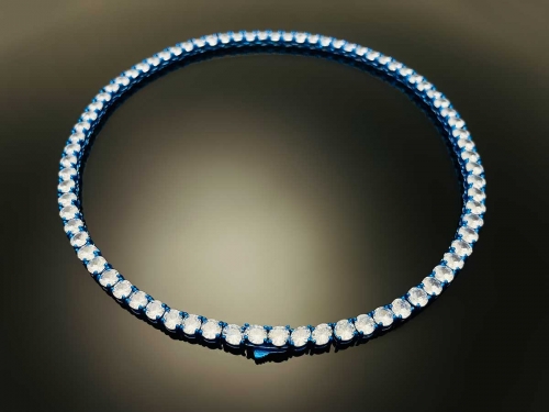 Color Tennis Chain Necklace with New Clasp Blue