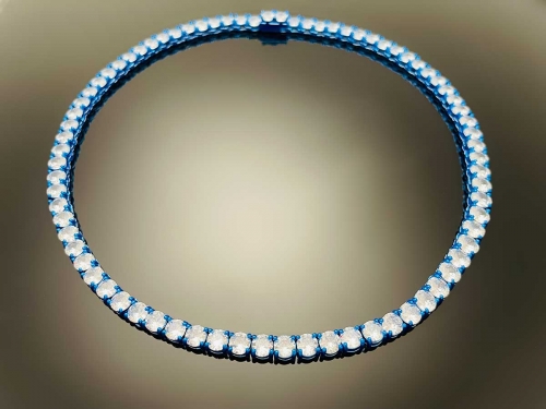 Color Tennis Chain Necklace with New Clasp Blue