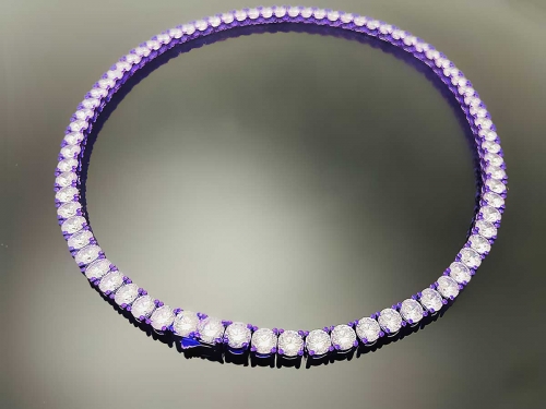 Color Tennis Chain Necklace with New Clasp Purple