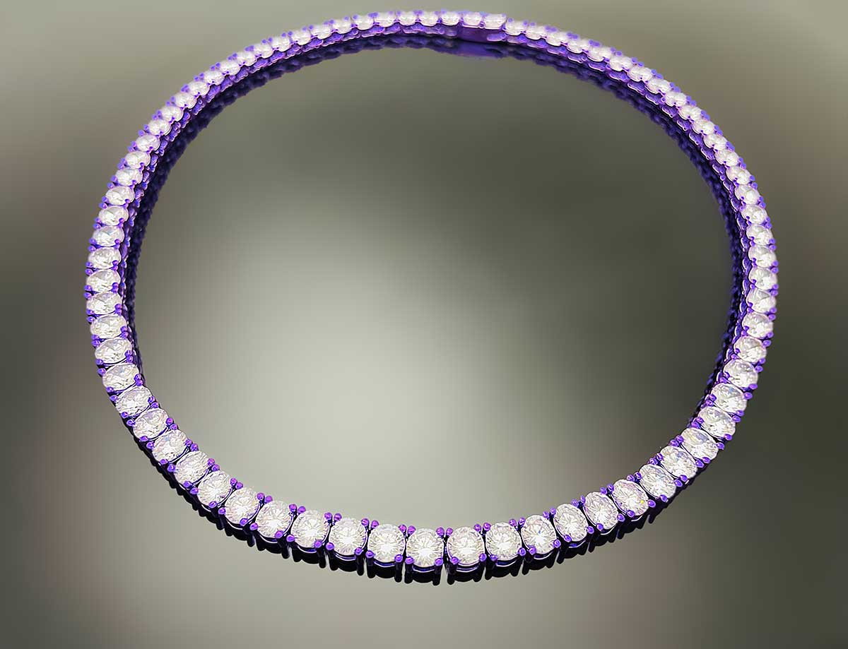 Color Tennis Chain Necklace with New Clasp Purple